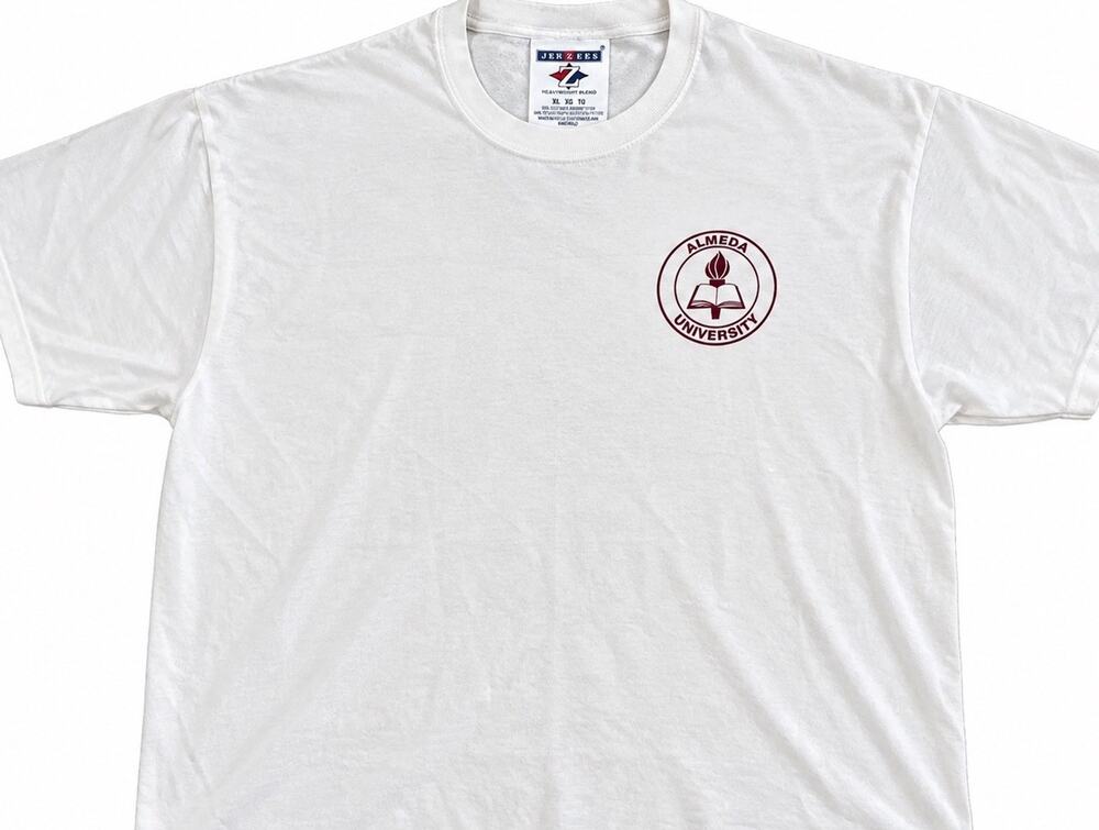Vtg Almeda University T Shirt XL Jerzees Heavyweight 50 50 College Logo Tee